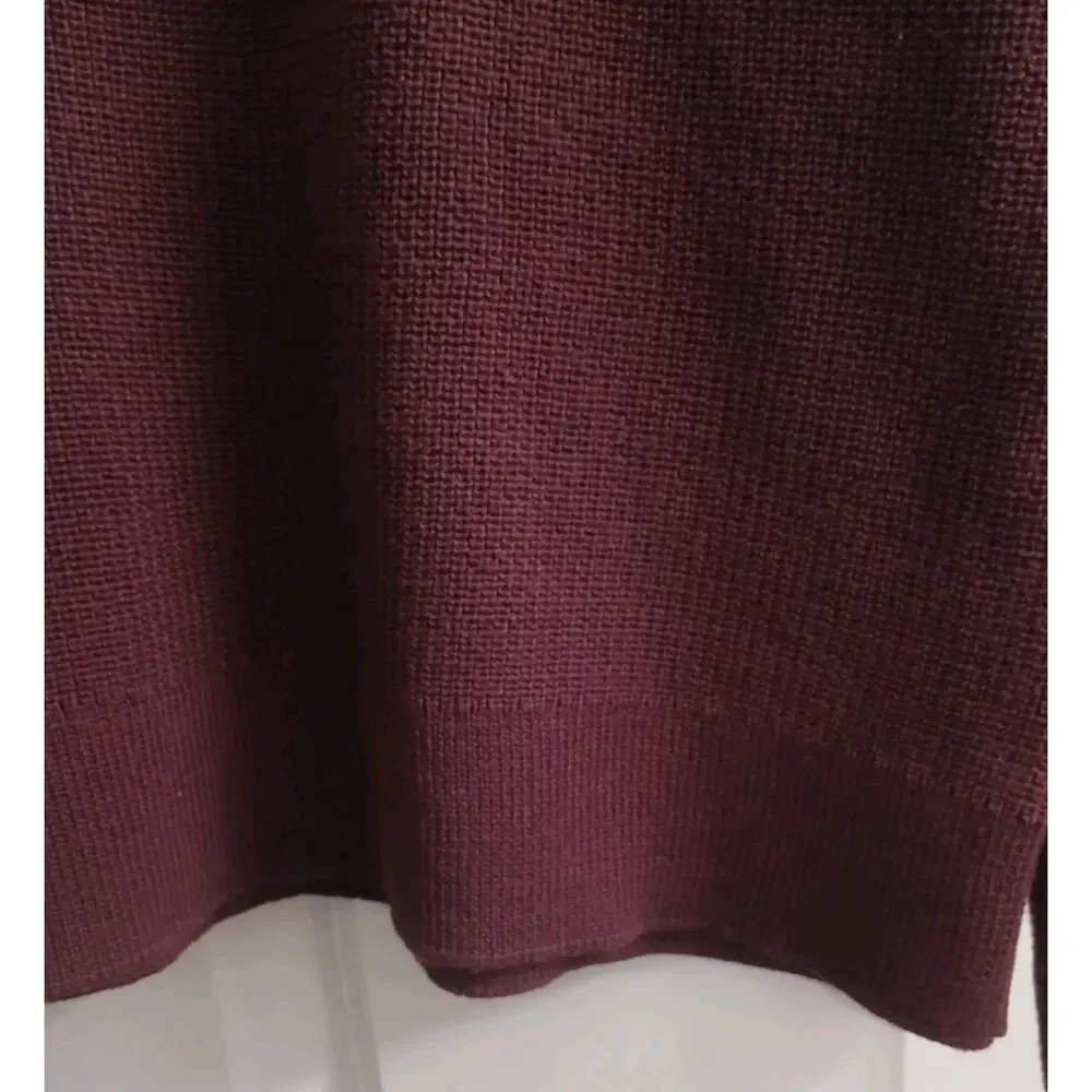 MICHAEL KORS Women's Crew Neck Pullover Sweater Gold Buttons Burgundy Sz S